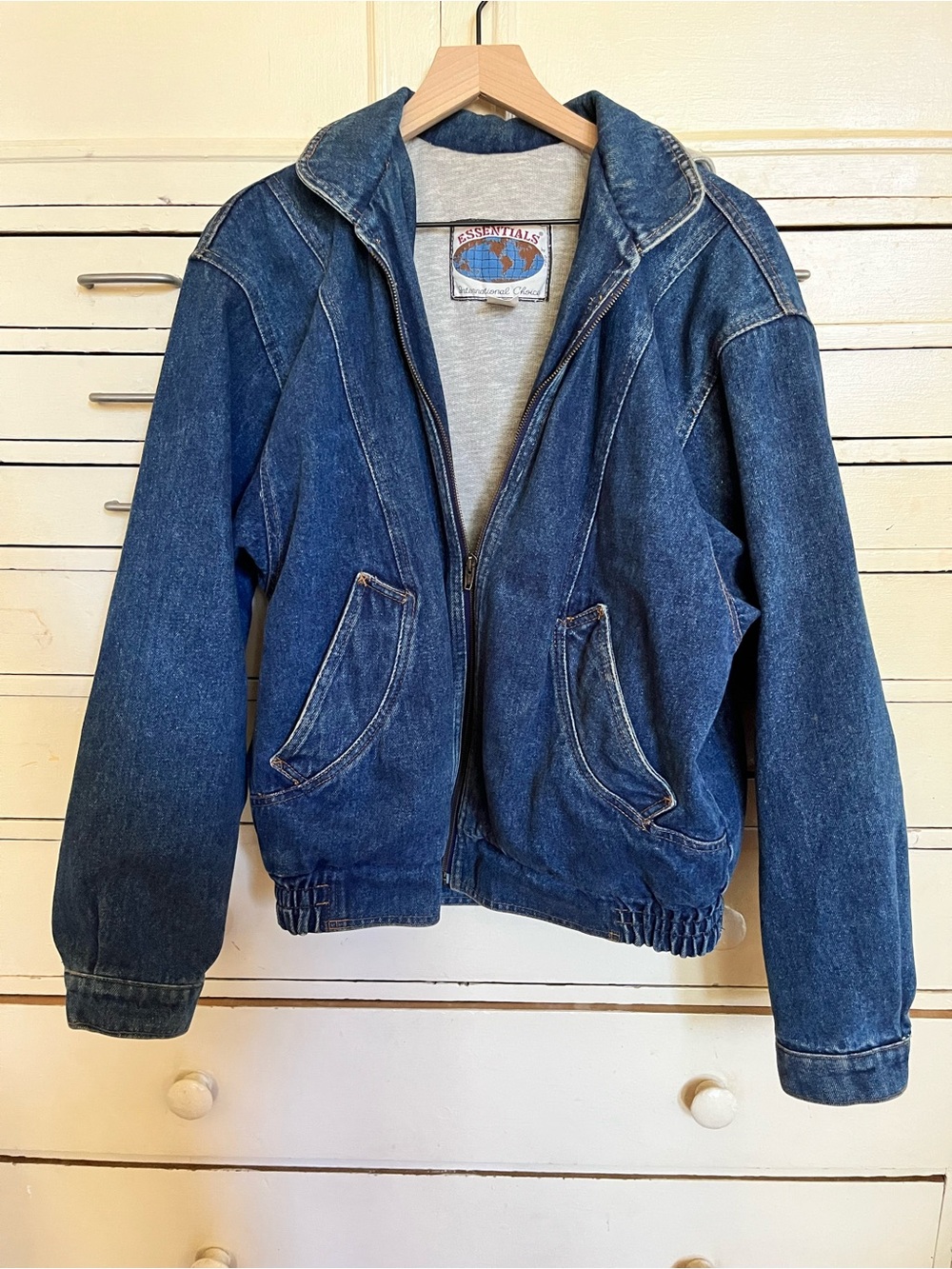 Essentials Dark Blue Denim Zip Jacket